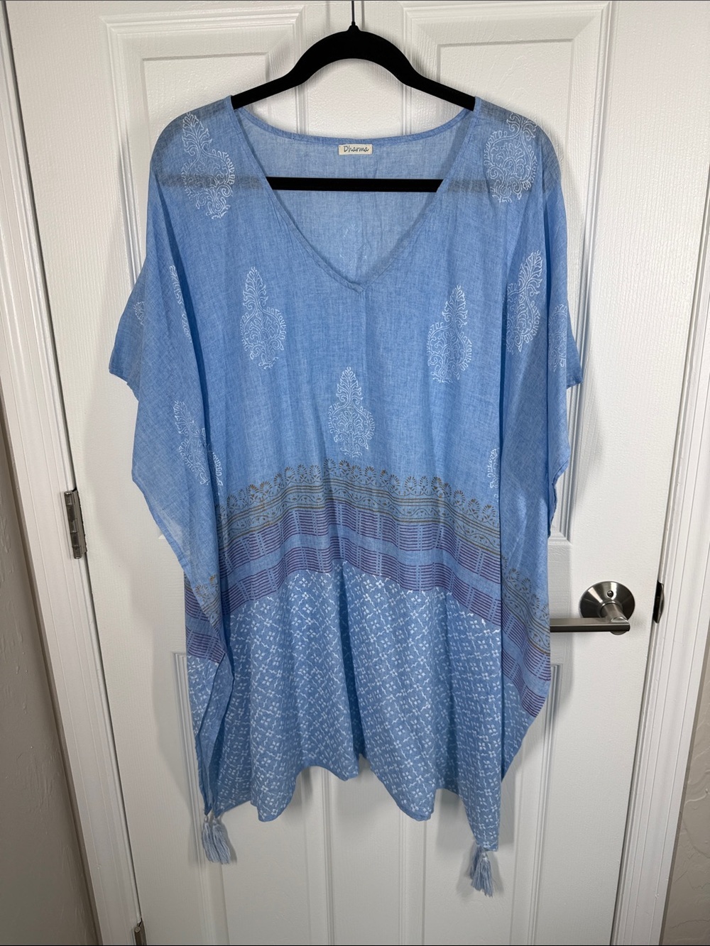 Dharma gauzy cotton v-neck poncho lightweight summer layer O/S